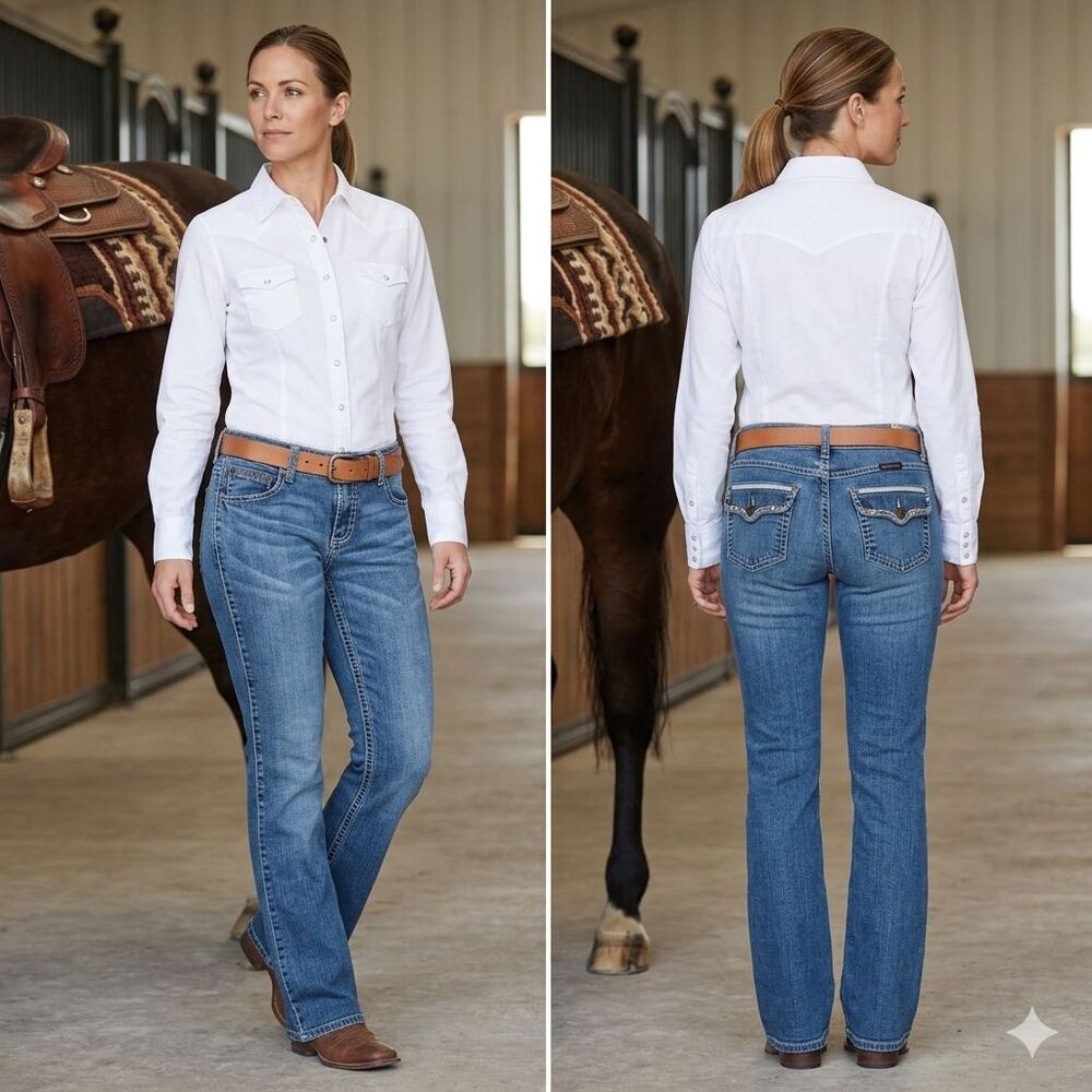 Wrangler Ultimate Riding Jeans Q-Baby Bootcut Embellished Flap Pockets 11x32